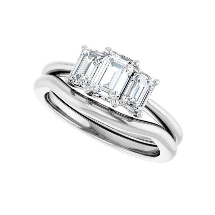Platinum 6x4 mm Emerald 3/4 CTW Lab-Grown Semi-Set Engagement Ring