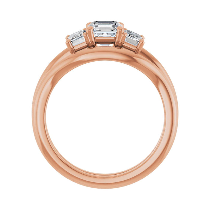 14K Rose Gold 5x5 mm Asscher 3/4 CTW Lab-Grown Semi-Set Engagement Ring