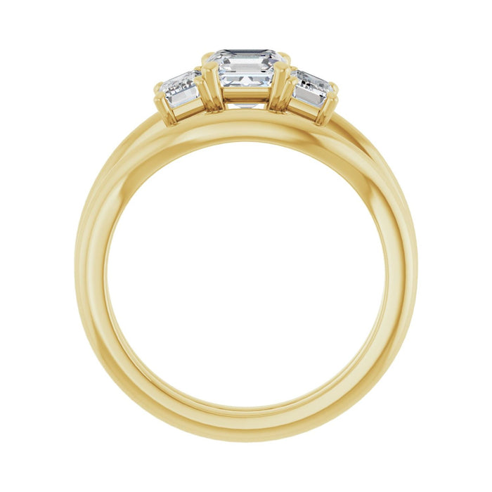 14K Yellow Gold 5x5 mm Asscher 3/4 CTW Lab-Grown Semi-Set Engagement Ring