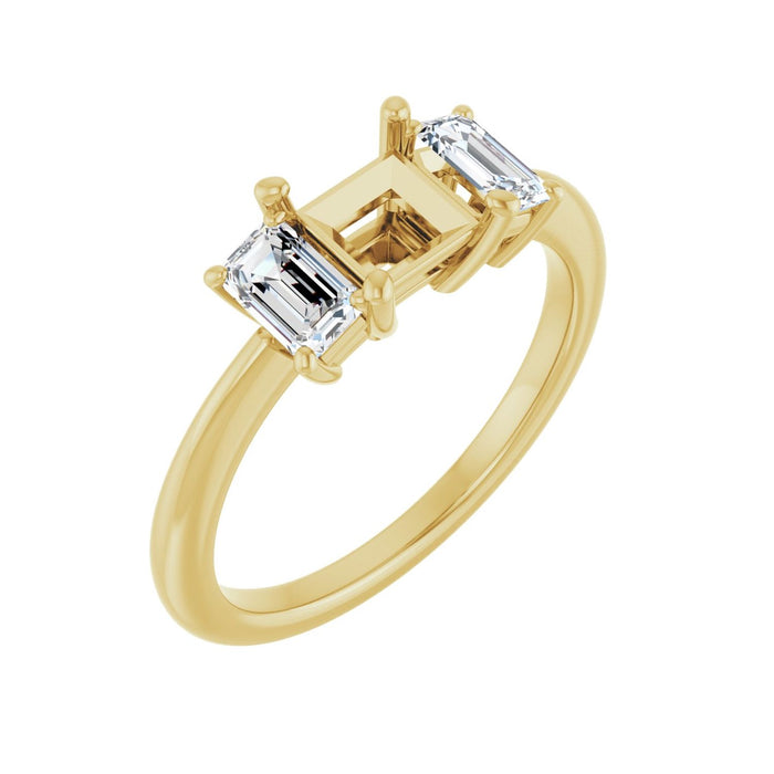 14K Yellow Gold 5x5 mm Square 3/4 CTW Lab-Grown Semi-Set Engagement Ring