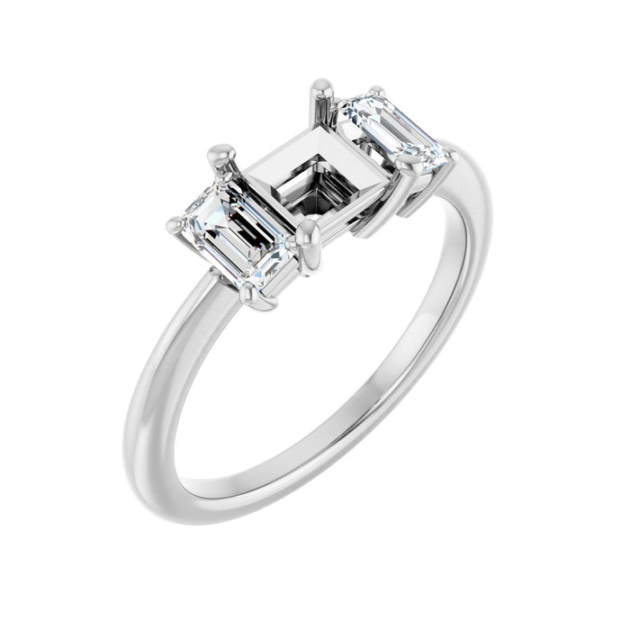Platinum 5x5 mm Square 3/4 CTW Lab-Grown Semi-Set Engagement Ring