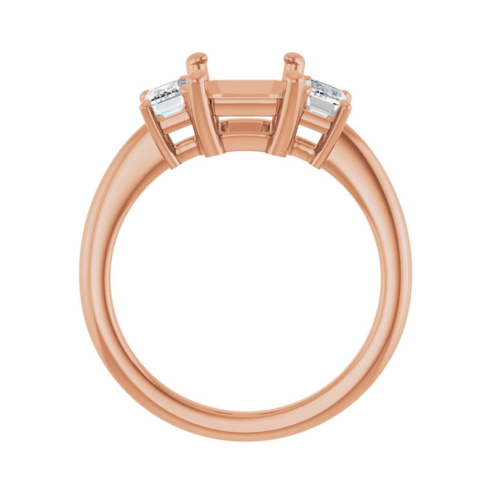 14K Rose Gold 9x7 mm Emerald 5/8 CTW Lab-Grown Semi-Set Engagement Ring