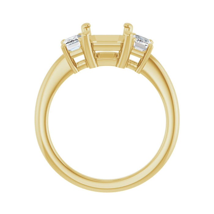 14K Yellow Gold 9x7 mm Emerald 5/8 CTW Lab-Grown Semi-Set Engagement Ring