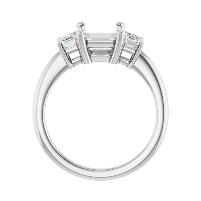 Platinum 9x7 mm Emerald 5/8 CTW Lab-Grown Semi-Set Engagement Ring