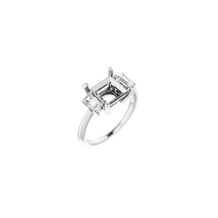 Platinum 8x8 mm Square 3/4 CTW Lab-Grown Semi-Set Engagement Ring