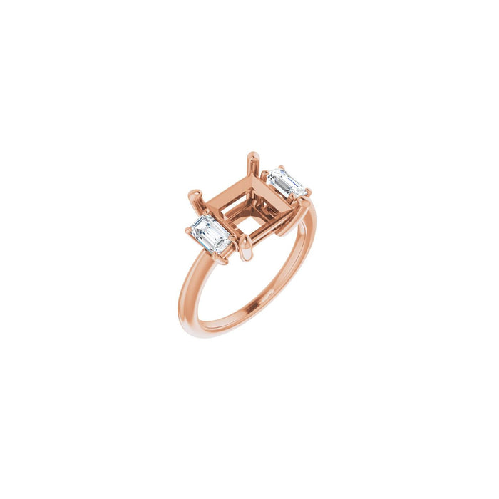 14K Rose Gold 8x8 mm Square 3/4 CTW Lab-Grown Semi-Set Engagement Ring