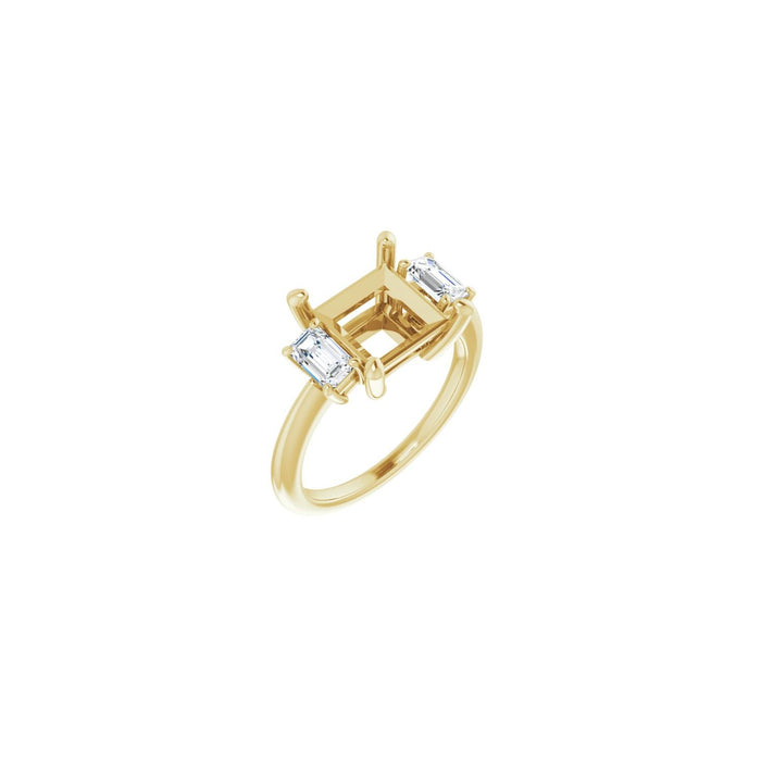 14K Yellow Gold 8x8 mm Square 3/4 CTW Lab-Grown Semi-Set Engagement Ring