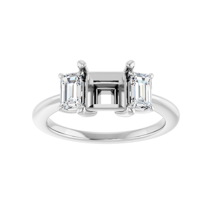 Platinum 6x6 mm Square 3/4 CTW Lab-Grown Semi-Set Engagement Ring