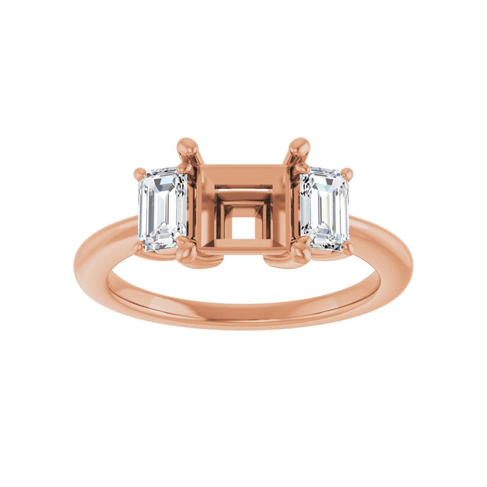 14K Rose Gold 6x6 mm Square 3/4 CTW Lab-Grown Semi-Set Engagement Ring