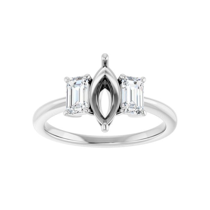 14K White Gold 9x4.5 mm Marquise 3/4 CTW Lab-Grown Semi-Set Engagement Ring