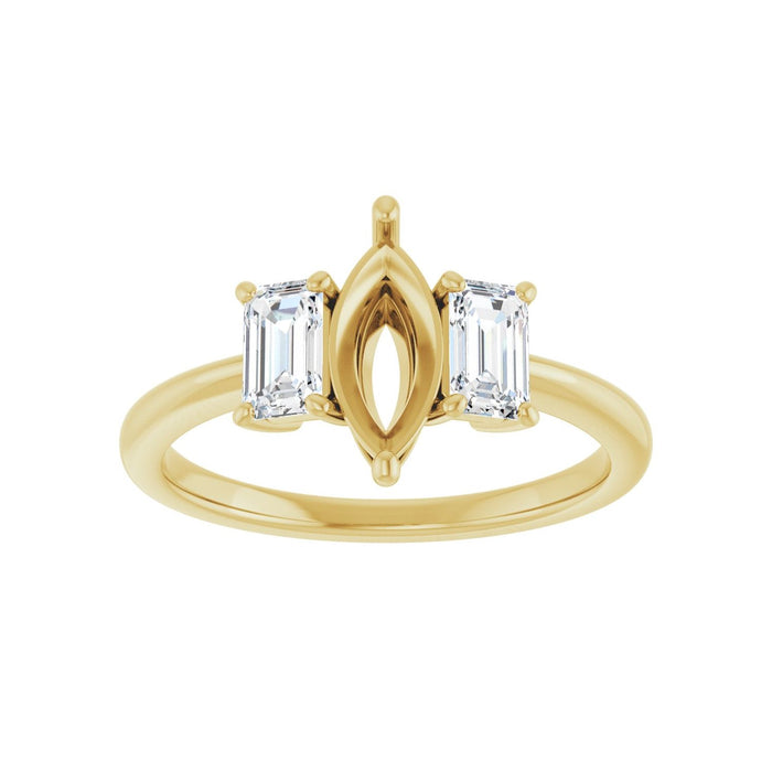 14K Yellow Gold 9x4.5 mm Marquise 3/4 CTW Lab-Grown Semi-Set Engagement Ring