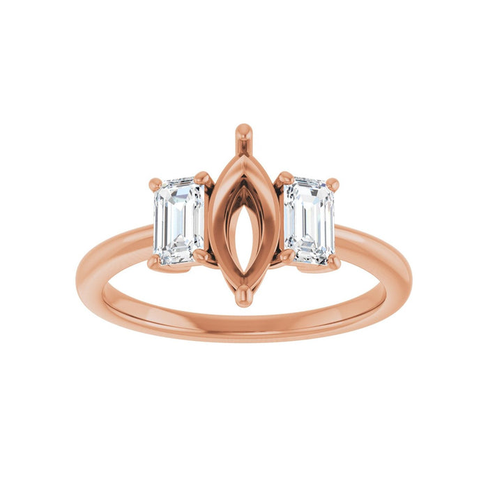 14K Rose Gold 9x4.5 mm Marquise 3/4 CTW Lab-Grown Semi-Set Engagement Ring