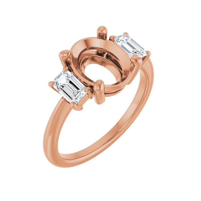 14K Rose Gold 10x8 mm Oval 3/4 CTW Lab-Grown Semi-Set Engagement Ring
