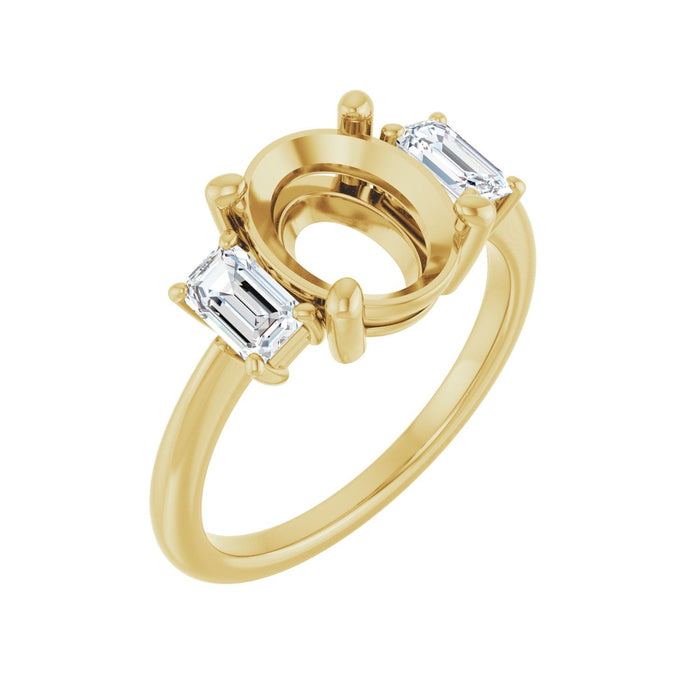 14K Yellow Gold 10x8 mm Oval 3/4 CTW Lab-Grown Semi-Set Engagement Ring