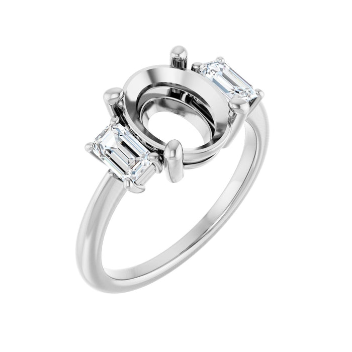 Platinum 10x8 mm Oval 3/4 CTW Lab-Grown Semi-Set Engagement Ring