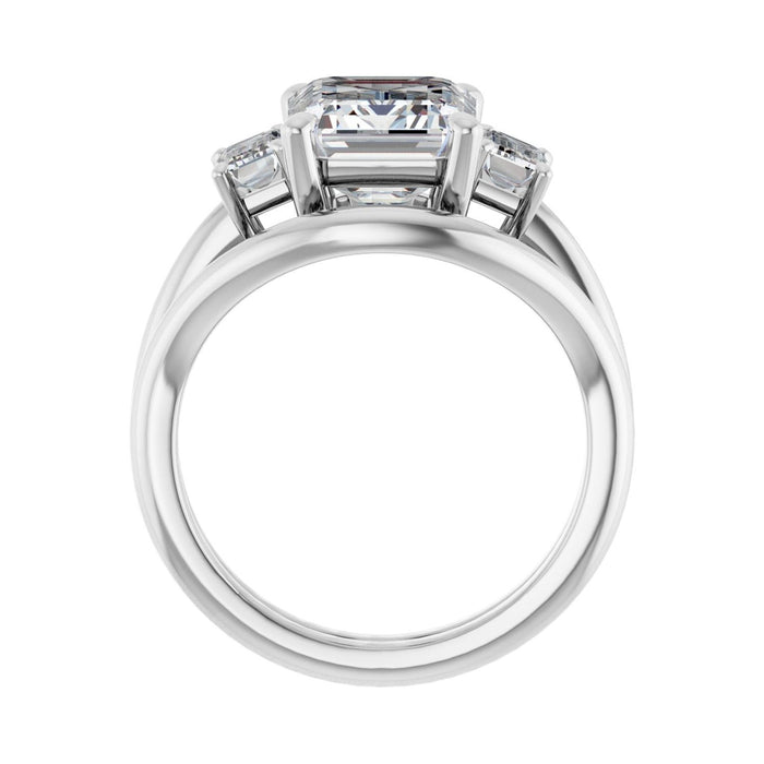 Platinum 10x8 mm Emerald 5/8 CTW Lab-Grown Semi-Set Engagement Ring