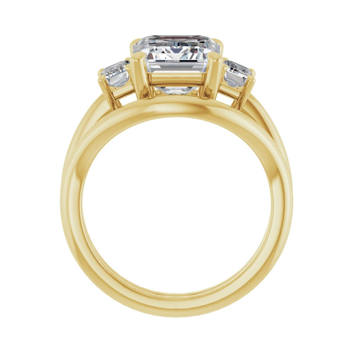14K Yellow Gold 10x8 mm Emerald 5/8 CTW Lab-Grown Semi-Set Engagement Ring