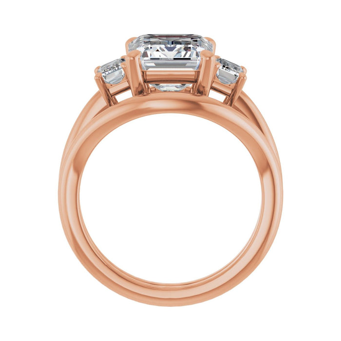 14K Rose Gold 10x8 mm Emerald 5/8 CTW Lab-Grown Semi-Set Engagement Ring