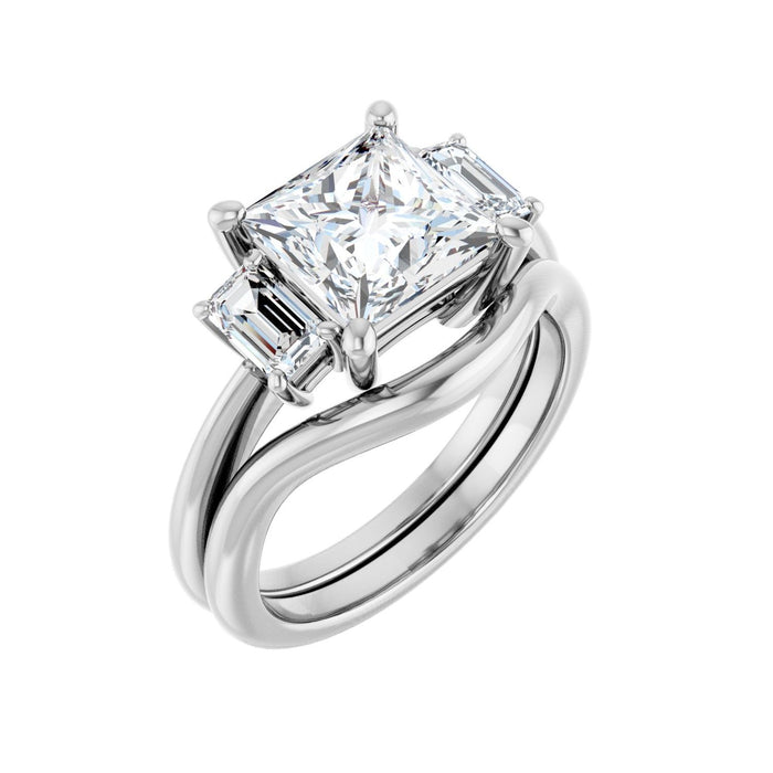 Platinum 7.5x7.5 mm Square 3/4 CTW Lab-Grown Semi-Set Engagement Ring