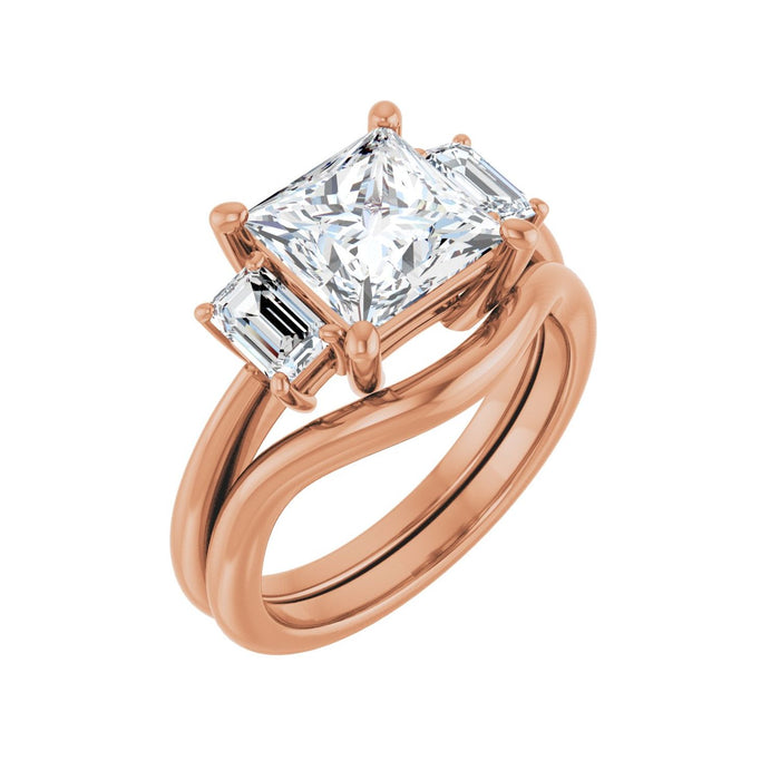 14K Rose Gold 7.5x7.5 mm Square 3/4 CTW Lab-Grown Semi-Set Engagement Ring