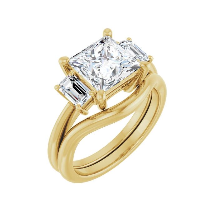 14K Yellow Gold 7.5x7.5 mm Square 3/4 CTW Lab-Grown Semi-Set Engagement Ring