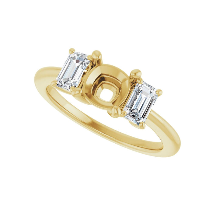 14K Yellow Gold 6x6 mm Cushion 3/4 CTW Lab-Grown Semi-Set Engagement Ring