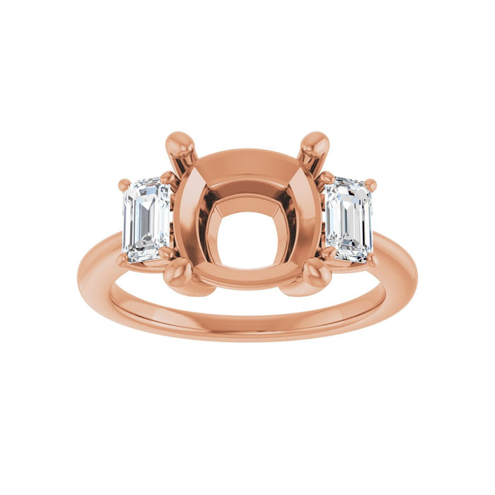 14K Rose Gold 9x9 mm Cushion 3/4 CTW Lab-Grown Semi-Set Engagement Ring