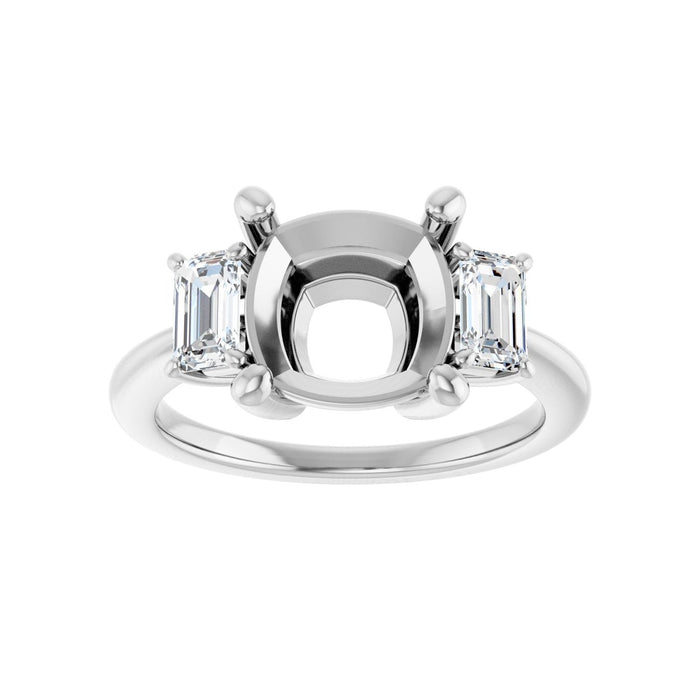 Platinum 9x9 mm Cushion 3/4 CTW Lab-Grown Semi-Set Engagement Ring