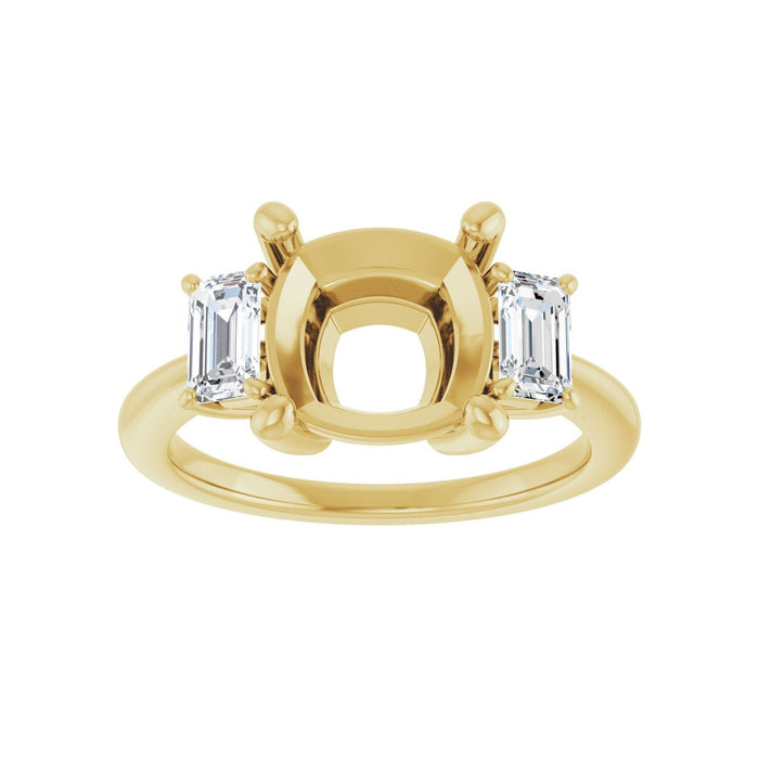 14K Yellow Gold 9x9 mm Cushion 3/4 CTW Lab-Grown Semi-Set Engagement Ring