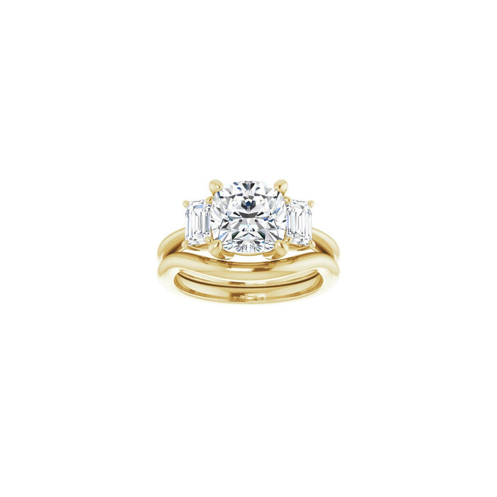 14K Yellow Gold 8x8 mm Cushion 3/4 CTW Lab-Grown Semi-Set Engagement Ring