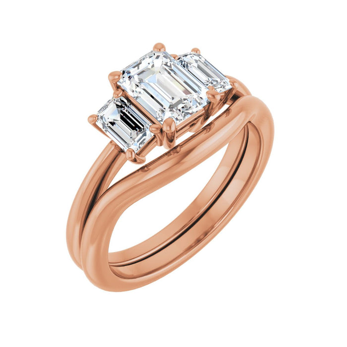 14K Rose Gold 7x5 mm Emerald 5/8 CTW Lab-Grown Semi-Set Engagement Ring