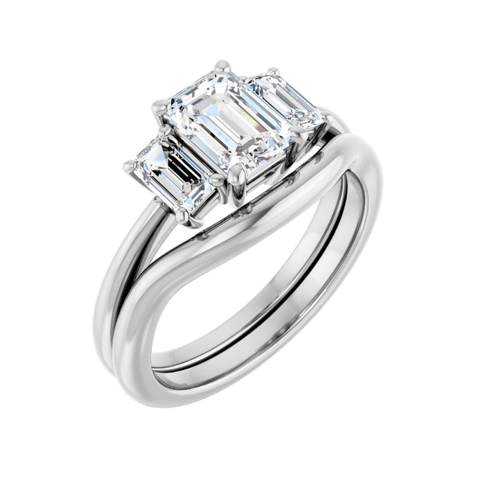14K White Gold 7x5 mm Emerald 5/8 CTW Lab-Grown Semi-Set Engagement Ring