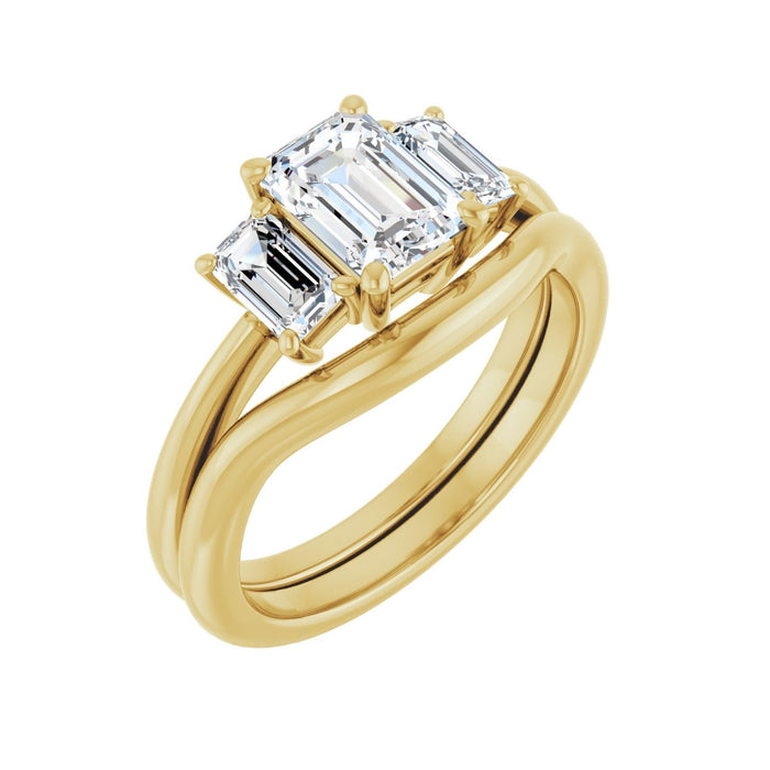 14K Yellow Gold 7x5 mm Emerald 5/8 CTW Lab-Grown Semi-Set Engagement Ring