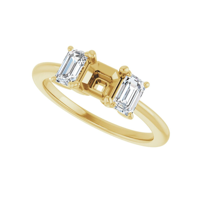 14K Yellow Gold 5x5 mm Asscher 3/4 CTW Lab-Grown Semi-Set Engagement Ring
