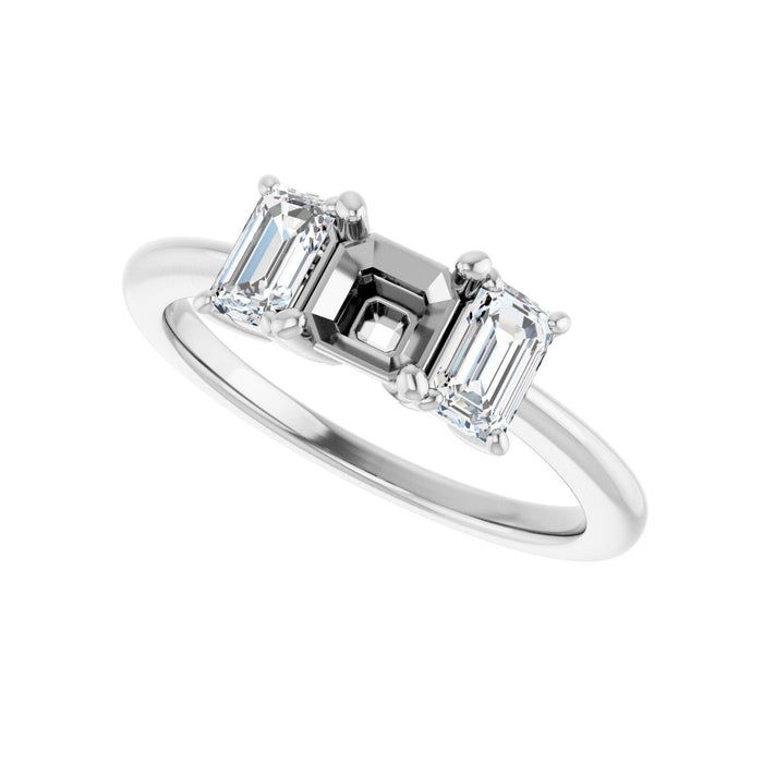 14K White Gold 5x5 mm Asscher 3/4 CTW Lab-Grown Semi-Set Engagement Ring