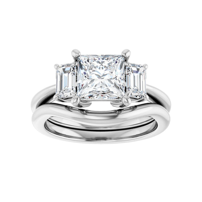 Platinum 6.5x6.5 mm Square 3/4 CTW Lab-Grown Semi-Set Engagement Ring