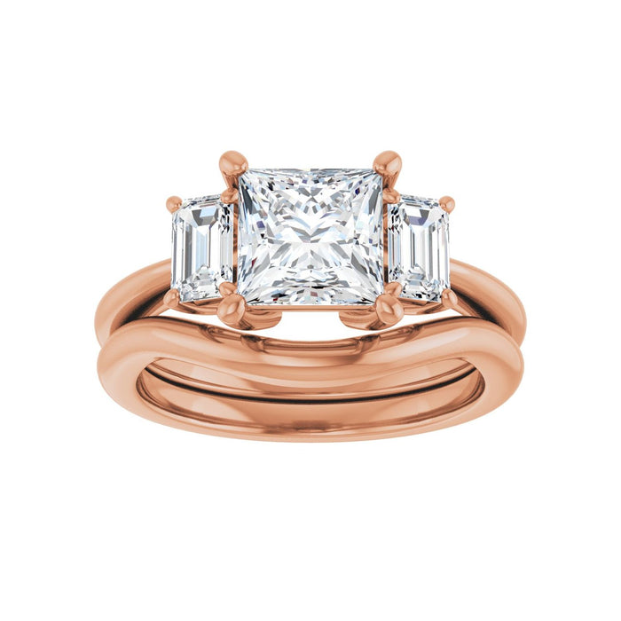14K Rose Gold 6.5x6.5 mm Square 3/4 CTW Lab-Grown Semi-Set Engagement Ring