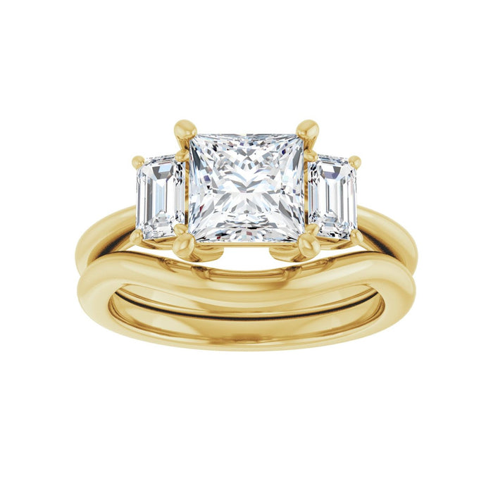 14K Yellow Gold 6.5x6.5 mm Square 3/4 CTW Lab-Grown Semi-Set Engagement Ring
