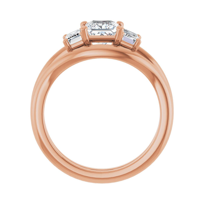 14K Rose Gold 5x5 mm Square 3/4 CTW Lab-Grown Semi-Set Engagement Ring