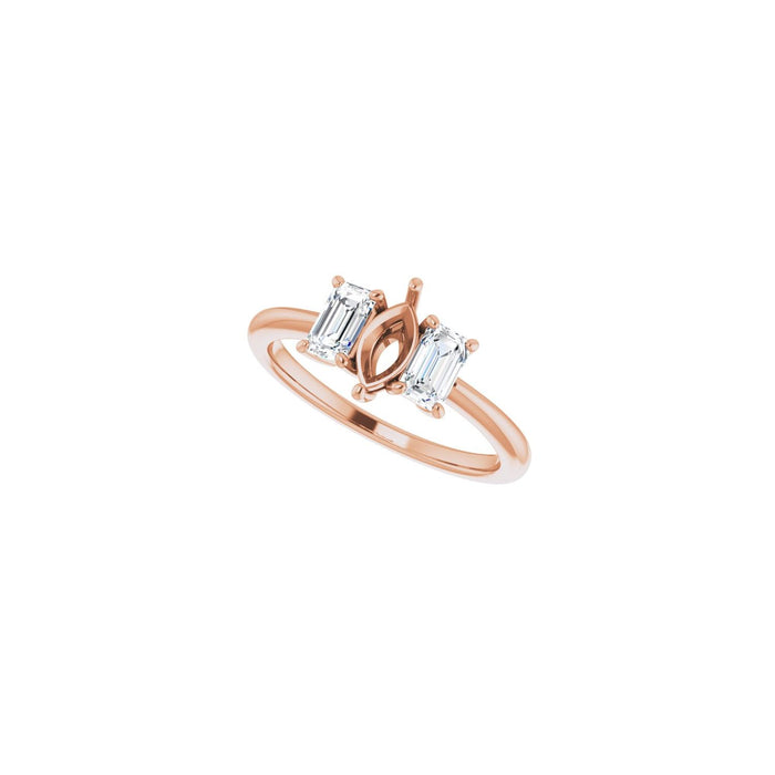 14K Rose Gold 7x3.5 mm Marquise 3/4 CTW Lab-Grown Semi-Set Engagement Ring