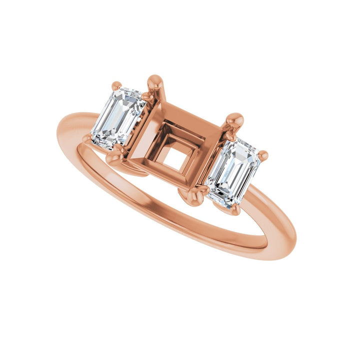 14K Rose Gold 6x6 mm Square 3/4 CTW Lab-Grown Semi-Set Engagement Ring