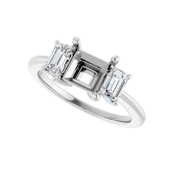 Platinum 6x6 mm Square 3/4 CTW Lab-Grown Semi-Set Engagement Ring