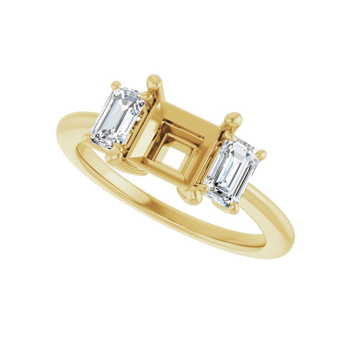 14K Yellow Gold 6x6 mm Square 3/4 CTW Lab-Grown Semi-Set Engagement Ring