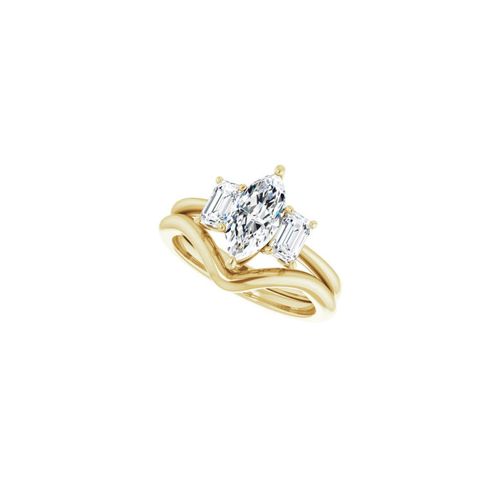 14K Yellow Gold 10x5 mm Marquise 3/4 CTW Lab-Grown Semi-Set Engagement Ring