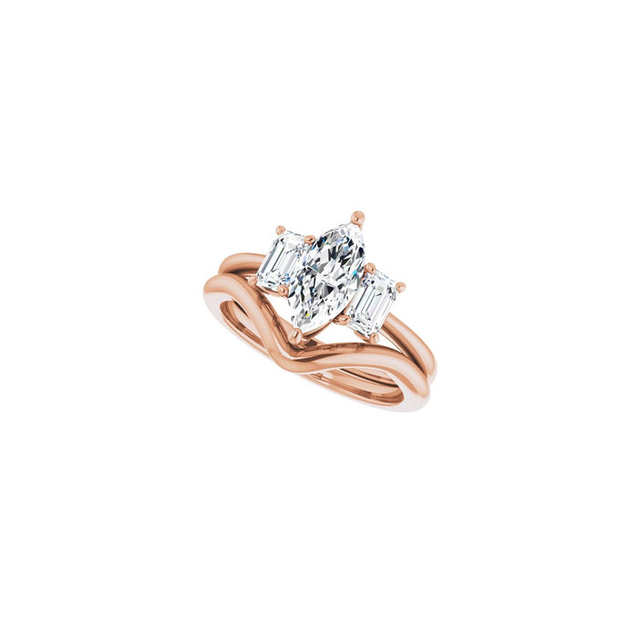 14K Rose Gold 10x5 mm Marquise 3/4 CTW Lab-Grown Semi-Set Engagement Ring