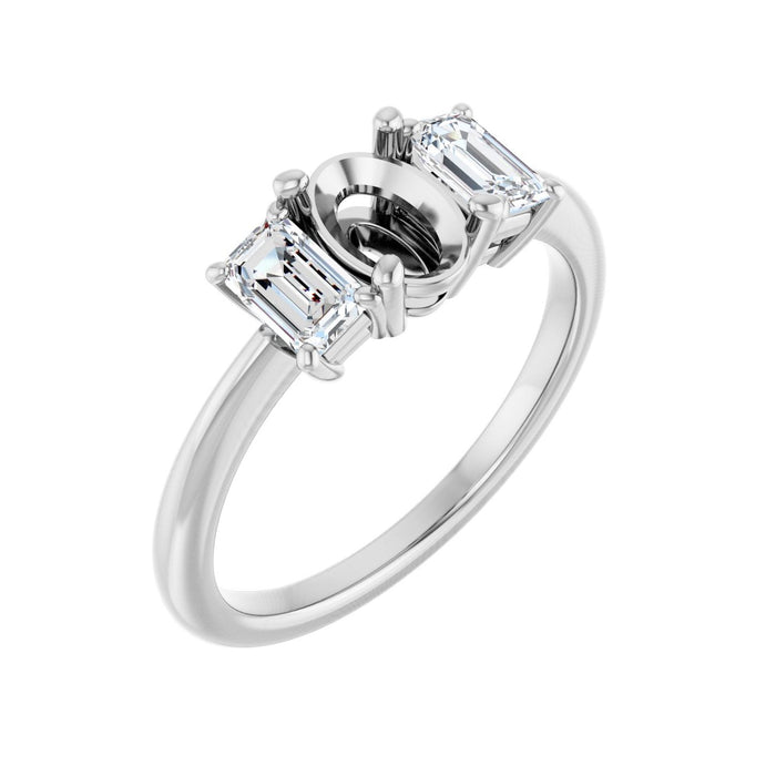 Platinum 7x5 mm Oval 3/4 CTW Lab-Grown Semi-Set Engagement Ring