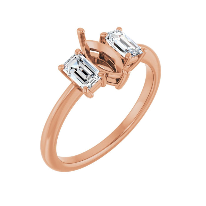 14K Rose Gold 8x4 mm Marquise 3/4 CTW Lab-Grown Semi-Set Engagement Ring