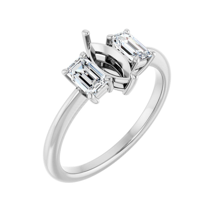 Platinum 8x4 mm Marquise 3/4 CTW Lab-Grown Semi-Set Engagement Ring