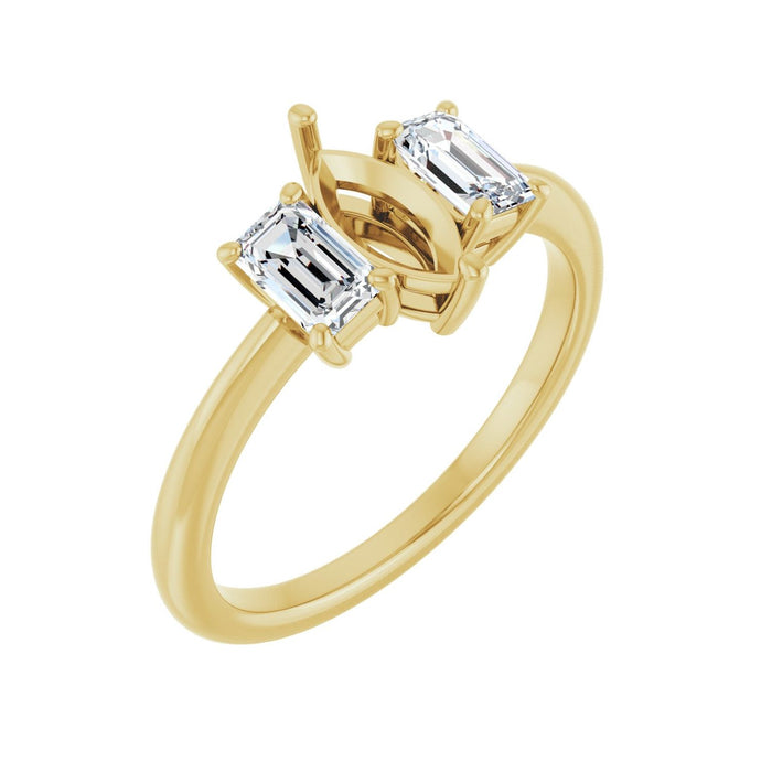 14K Yellow Gold 8x4 mm Marquise 3/4 CTW Lab-Grown Semi-Set Engagement Ring