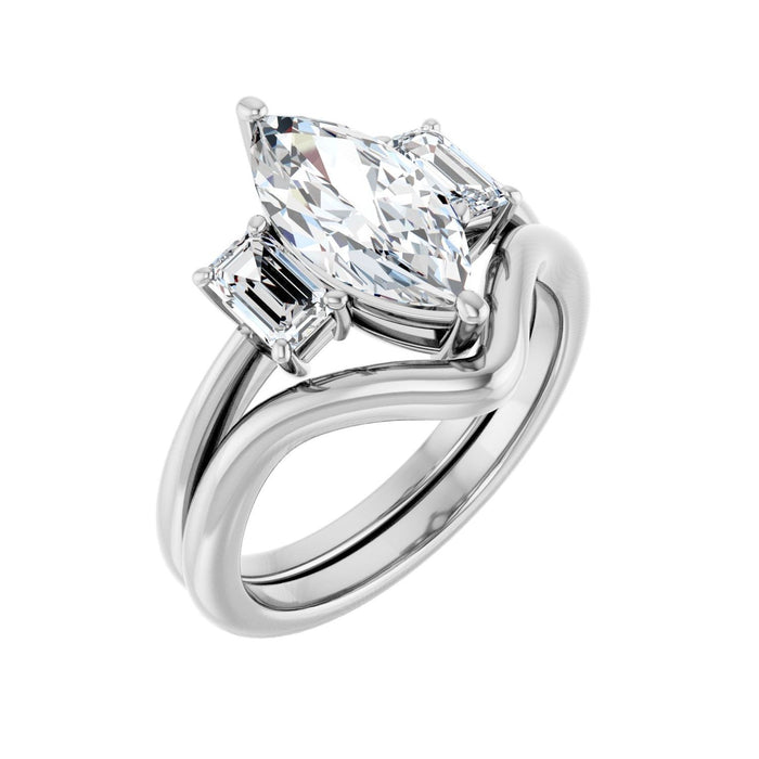 14K White Gold 12x6 mm Marquise 3/4 CTW Lab-Grown Semi-Set Engagement Ring